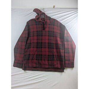 Hollister Mens Red Black Plaid Hoodie Long Sleeve XS Hooded Sweatshirt Adult